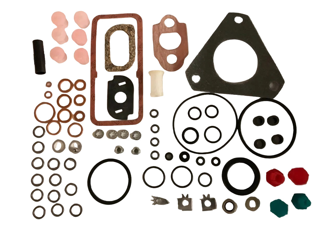 Collection of gaskets and seals on a white background